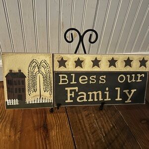 Rustic Wall Art with Bless Our Family Text
